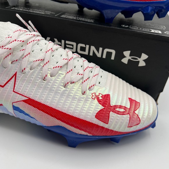Under Armour Blur Pro TX Football Cleats Mens 12 White Red Blue‎ Texas Edition main image 10